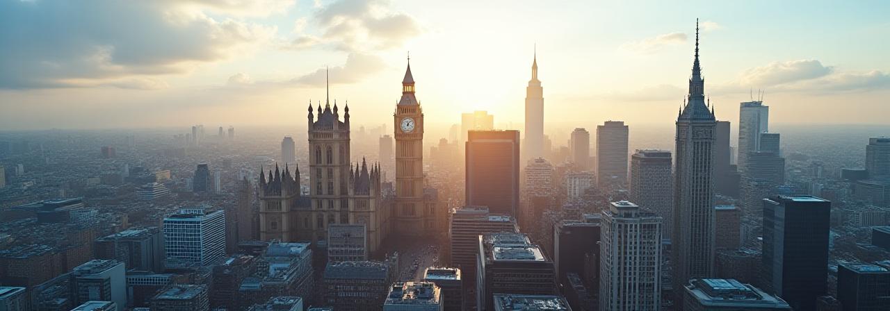 London skyline and Albert Square legal district