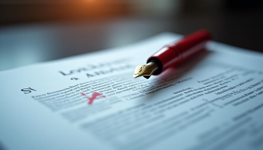 Close up of a generic business contract with a red 'X' mark, symbolizing the dangers of template usage.
